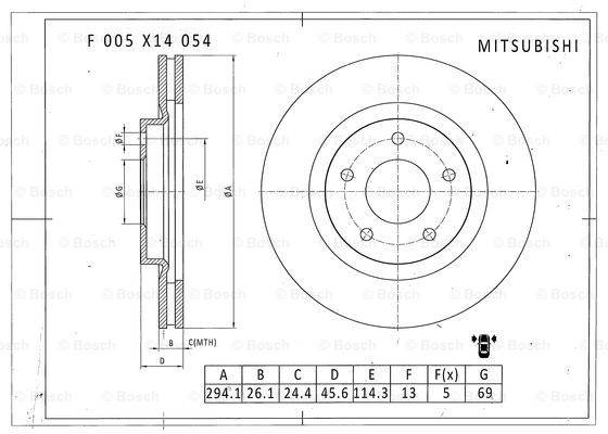 BOSCH F 005 X14 054 Brake Disc