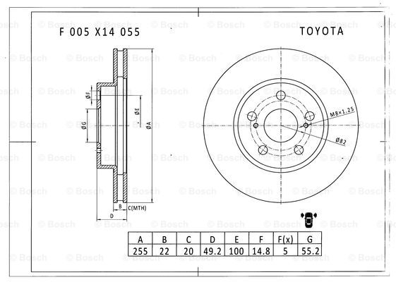 BOSCH F 005 X14 055 Brake Disc