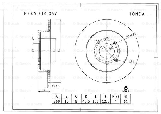 BOSCH F 005 X14 057 Brake Disc