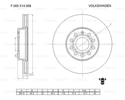 BOSCH F 005 X14 058 Brake Disc