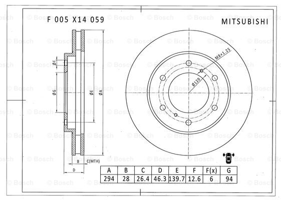 BOSCH F 005 X14 059 Brake Disc