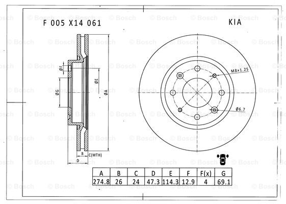 BOSCH F 005 X14 061 Brake Disc