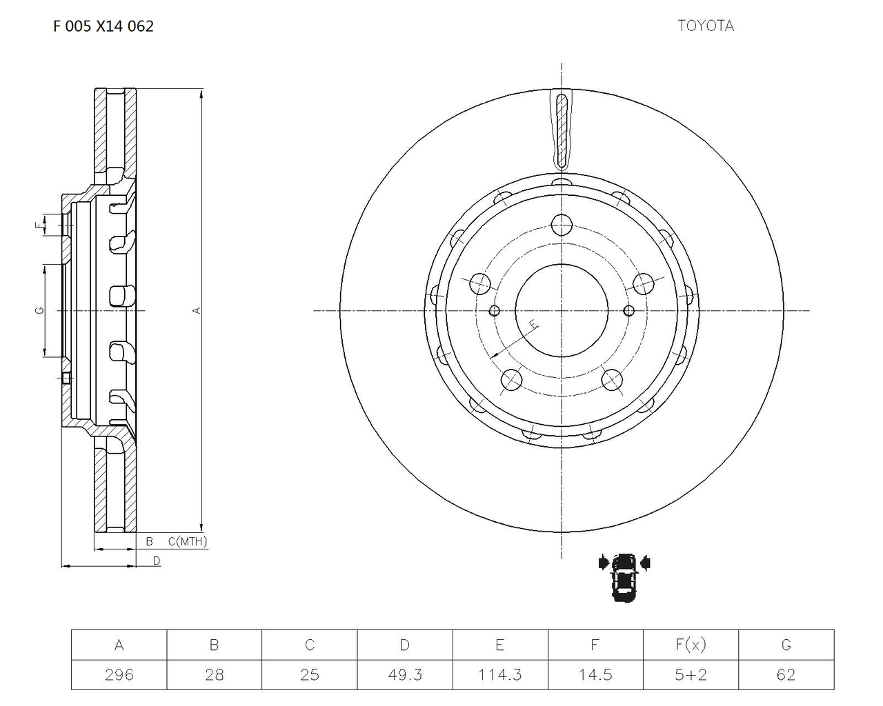 BOSCH F 005 X14 062 Brake Disc