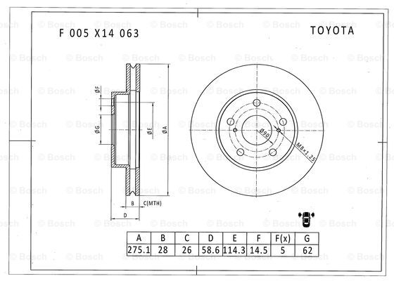 BOSCH F 005 X14 063 Brake Disc