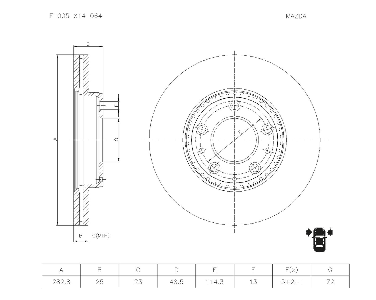 BOSCH F 005 X14 064 Brake Disc