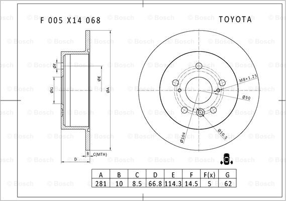 BOSCH F 005 X14 068 Brake Disc