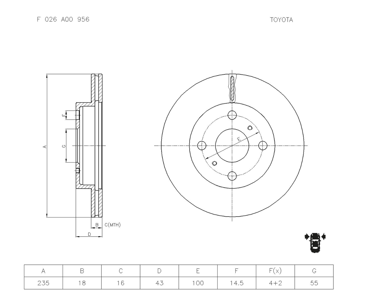 BOSCH F 026 A00 956 Brake Disc