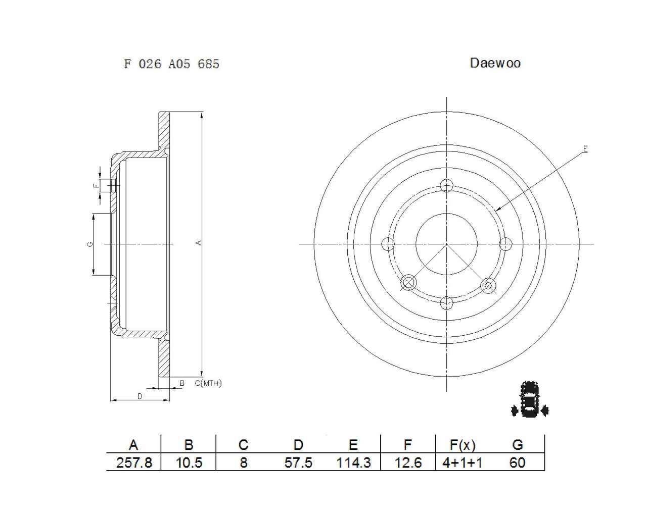 BOSCH F 026 A05 685 Brake Disc