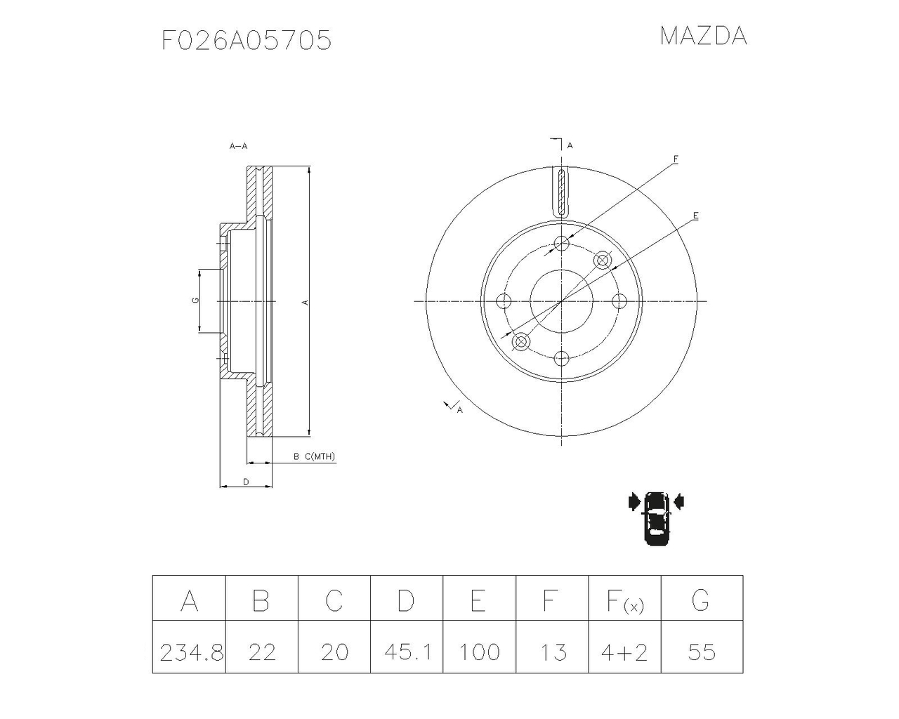 BOSCH F 026 A05 705 Brake Disc