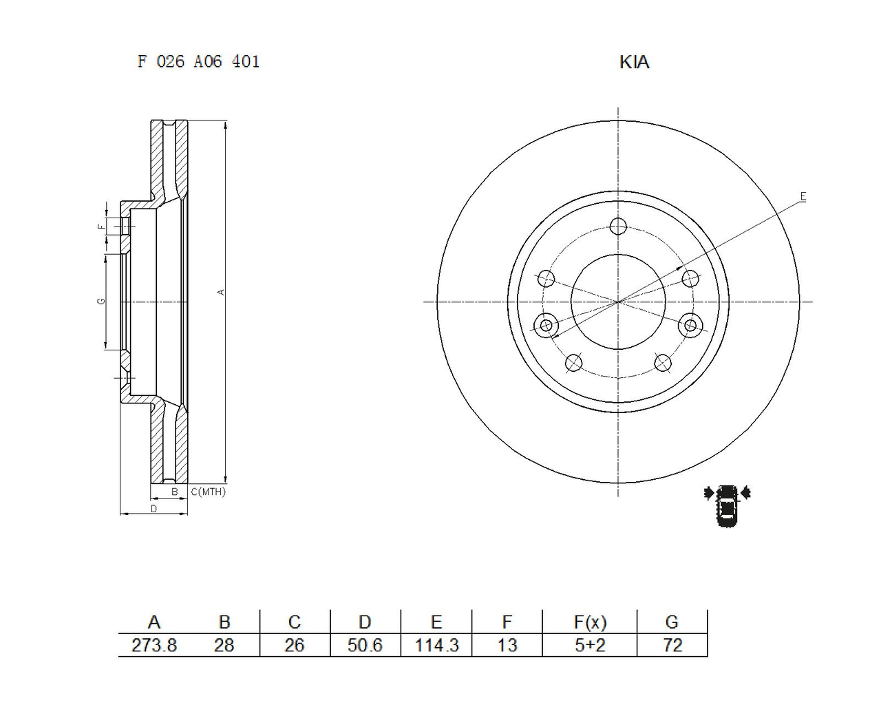 BOSCH F 026 A06 401 Brake Disc