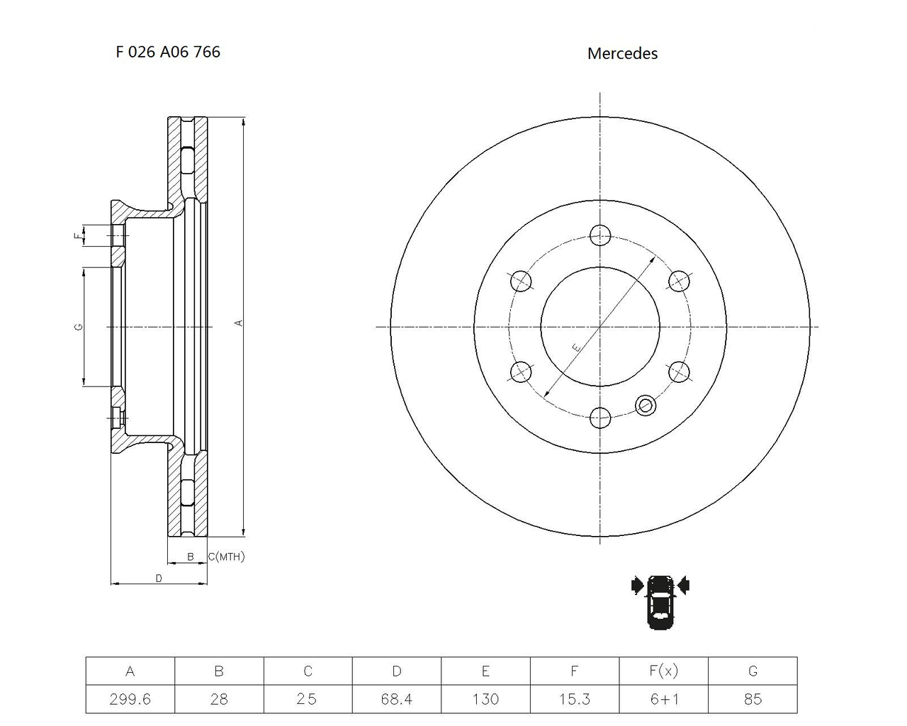 BOSCH F 026 A06 766 Brake Disc