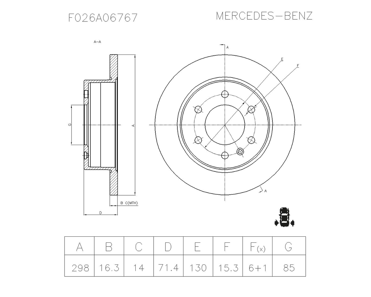 BOSCH F 026 A06 767 Brake Disc