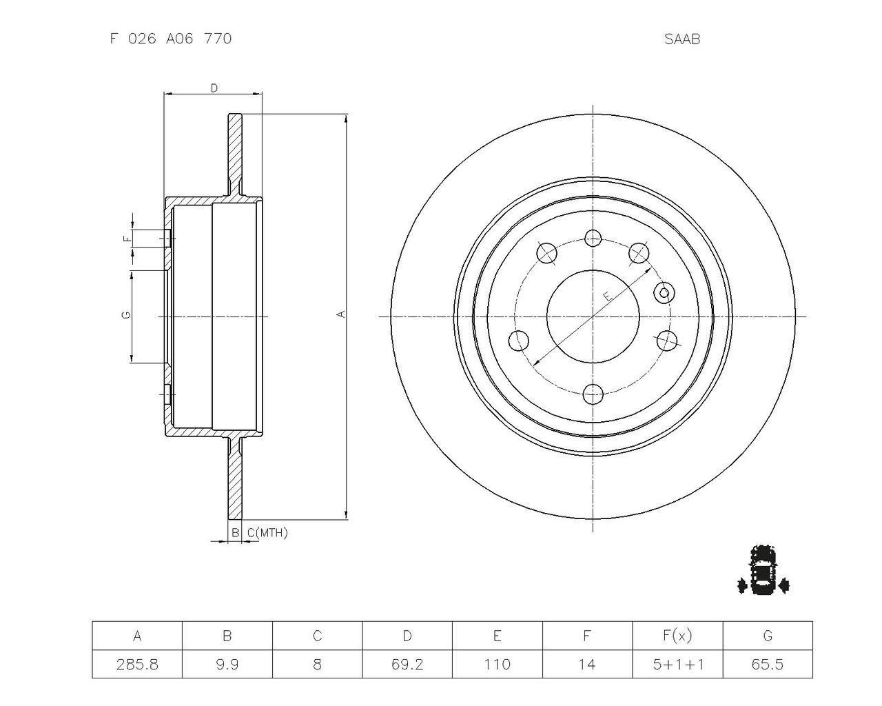 BOSCH F 026 A06 770 Brake Disc