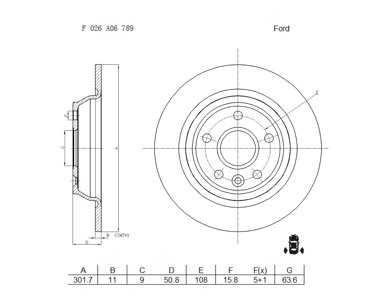 BOSCH F 026 A06 789 Brake Disc