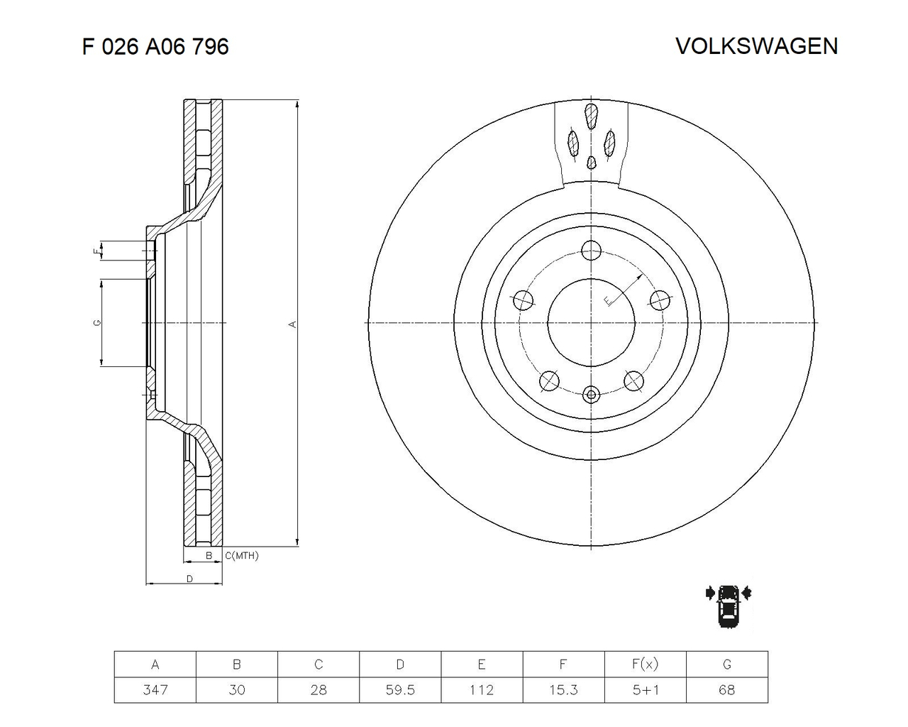 BOSCH F 026 A06 796 Brake Disc