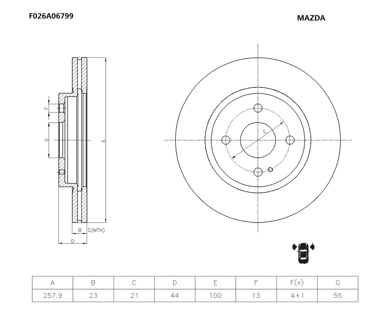 BOSCH F 026 A06 799 Brake Disc