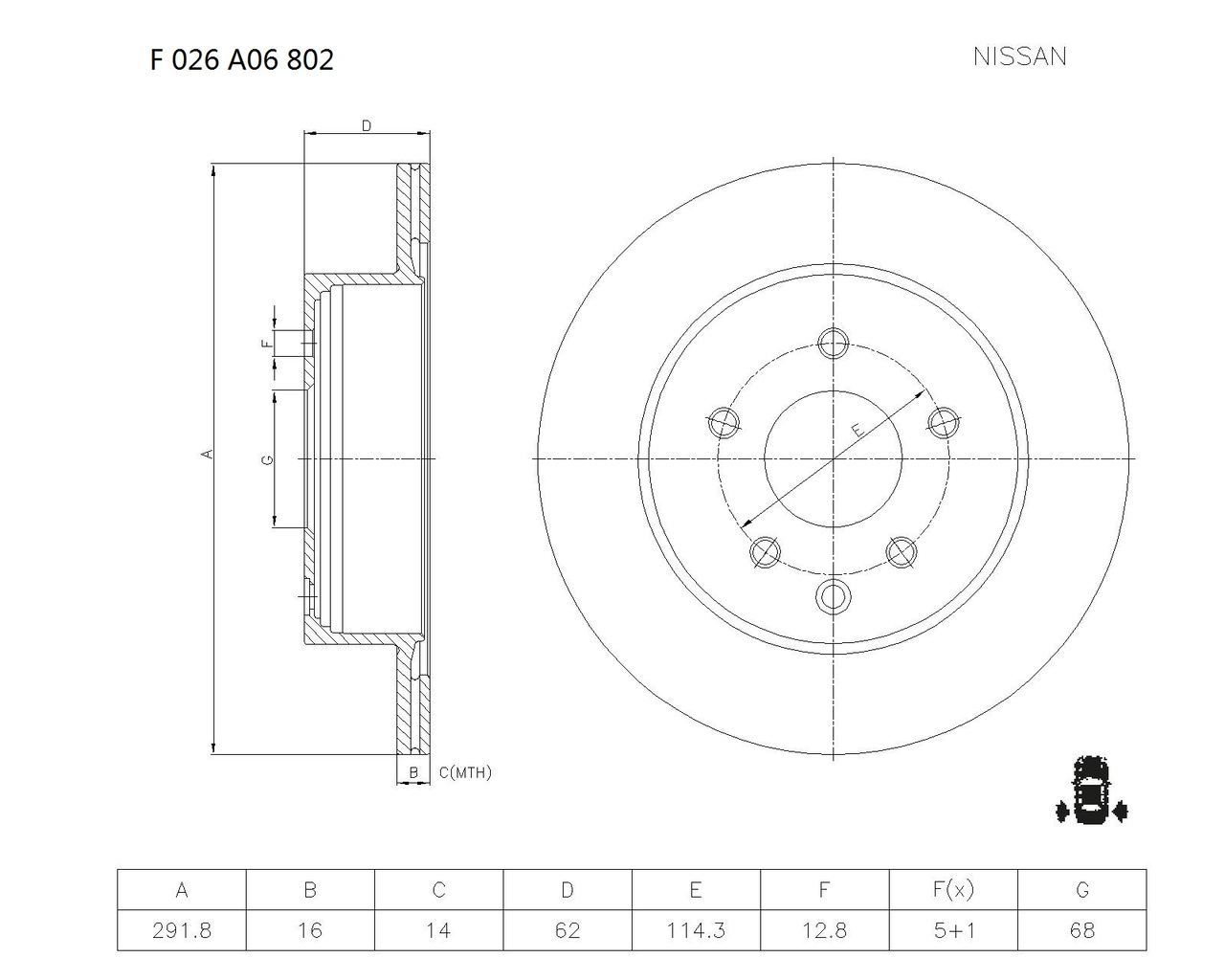 BOSCH F 026 A06 802 Brake Disc