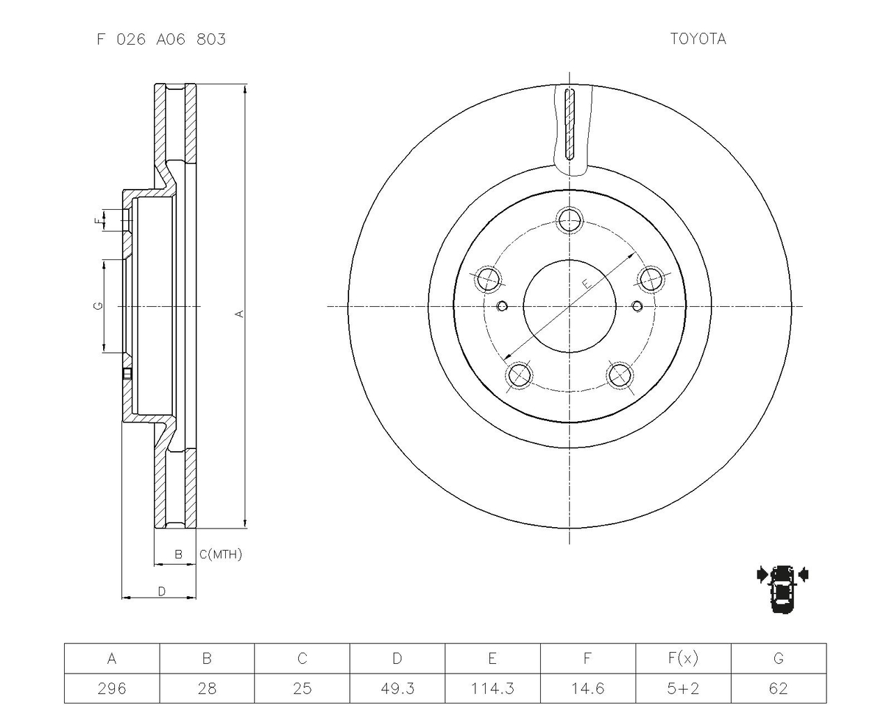 BOSCH F 026 A06 803 Brake Disc