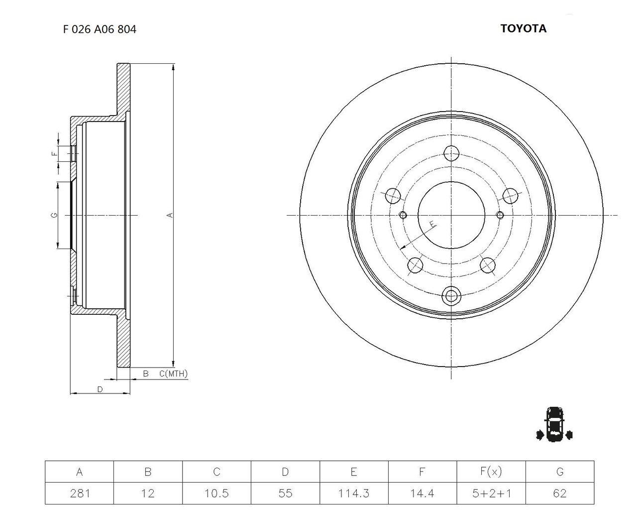 BOSCH F 026 A06 804 Brake Disc