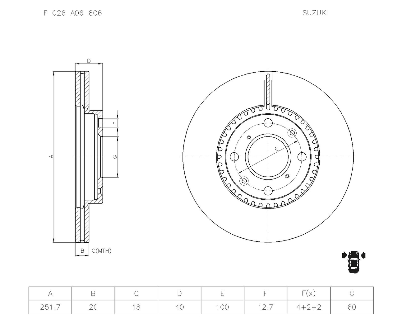 BOSCH F 026 A06 806 Brake Disc