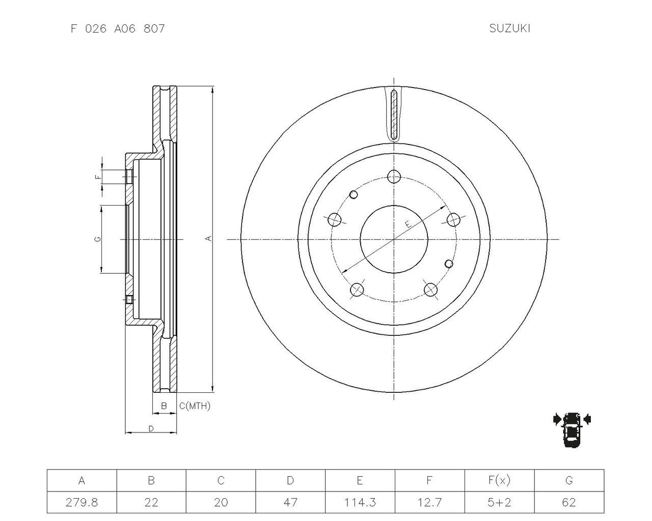 BOSCH F 026 A06 807 Brake Disc