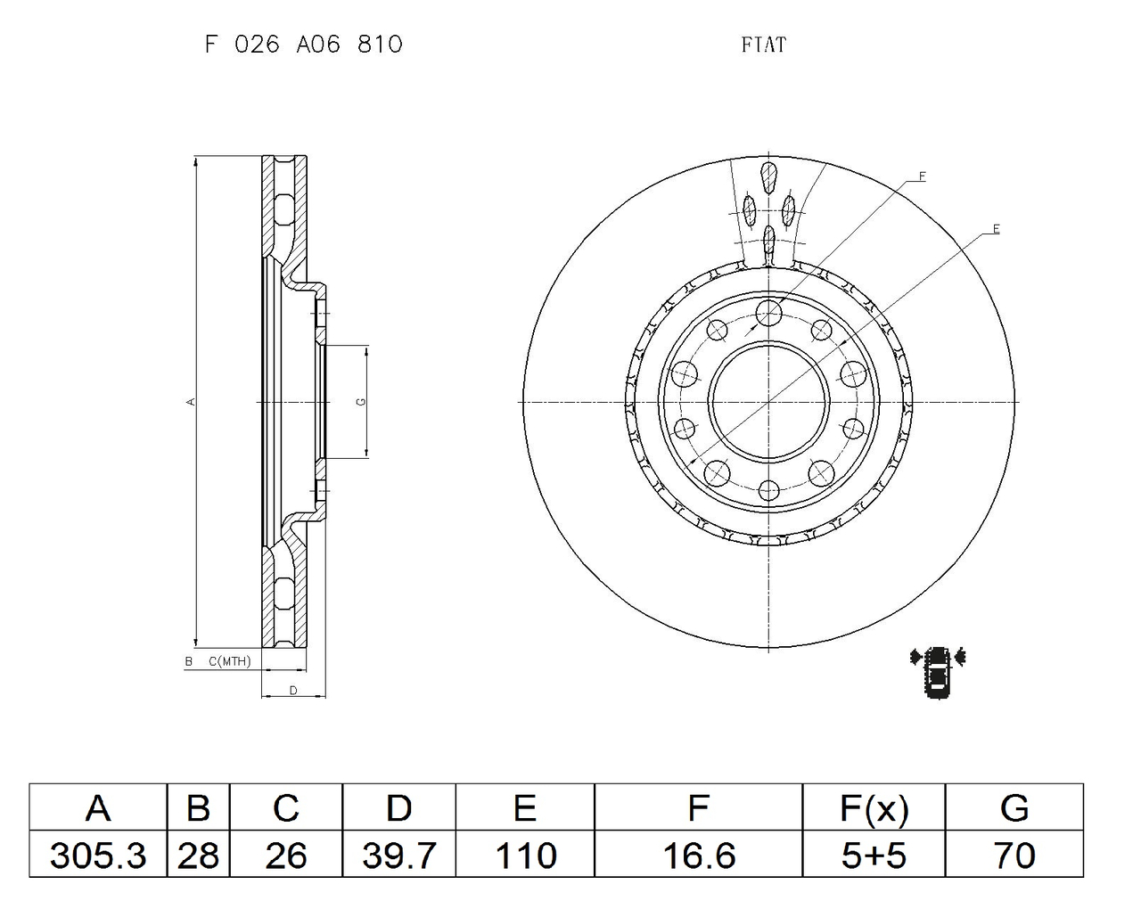 BOSCH F 026 A06 810 Brake Disc