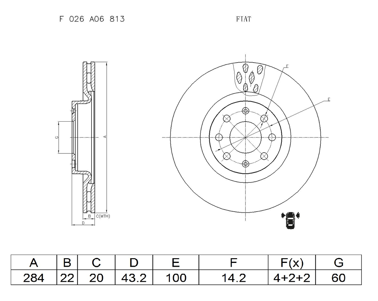 BOSCH F 026 A06 813 Brake Disc