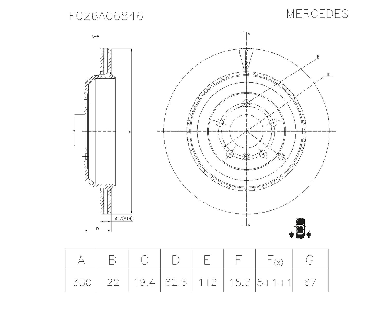 BOSCH F 026 A06 846 Brake Disc