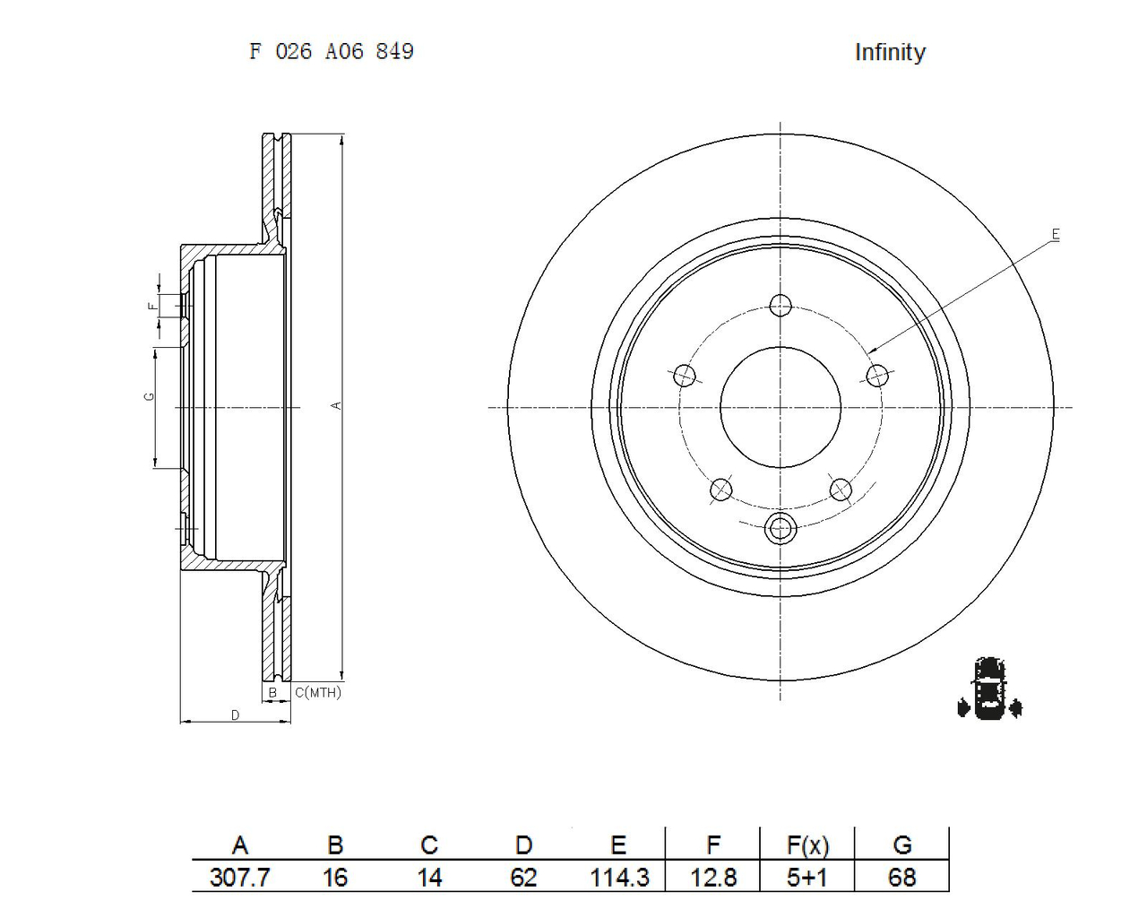 BOSCH F 026 A06 849 Brake Disc