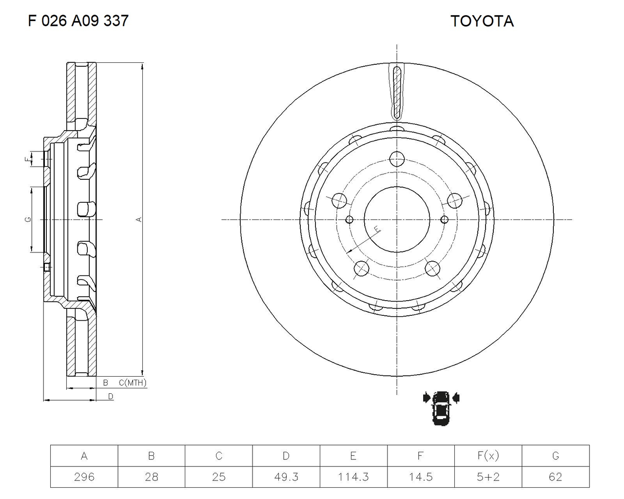 BOSCH F 026 A09 337 Brake Disc