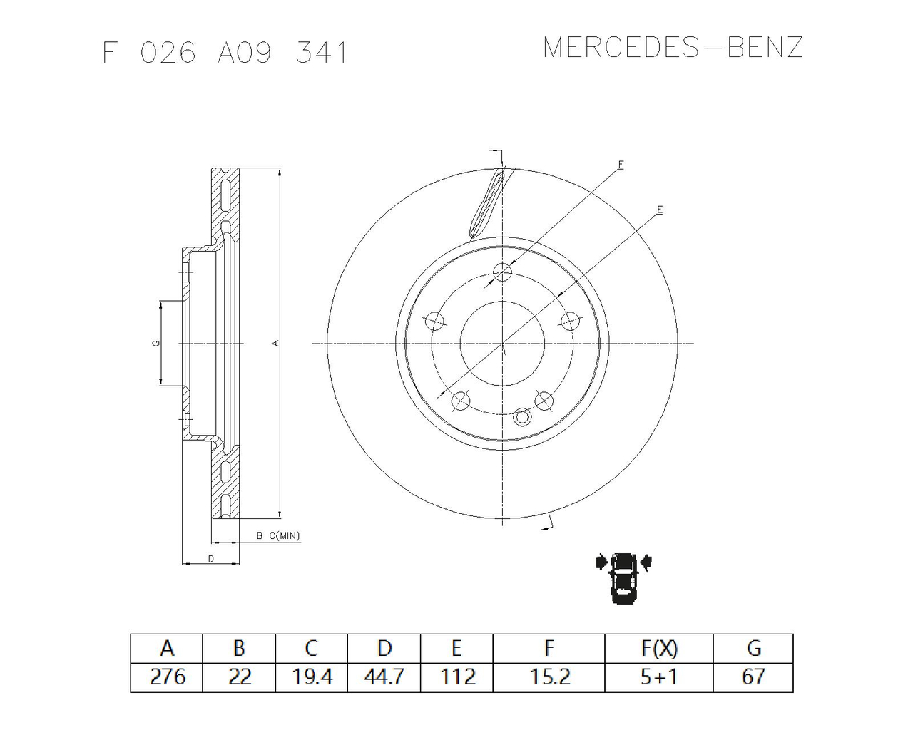 BOSCH F 026 A09 341 Brake Disc