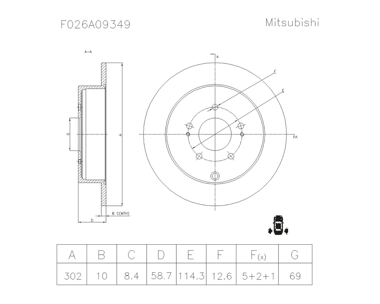 BOSCH F 026 A09 349 Brake Disc