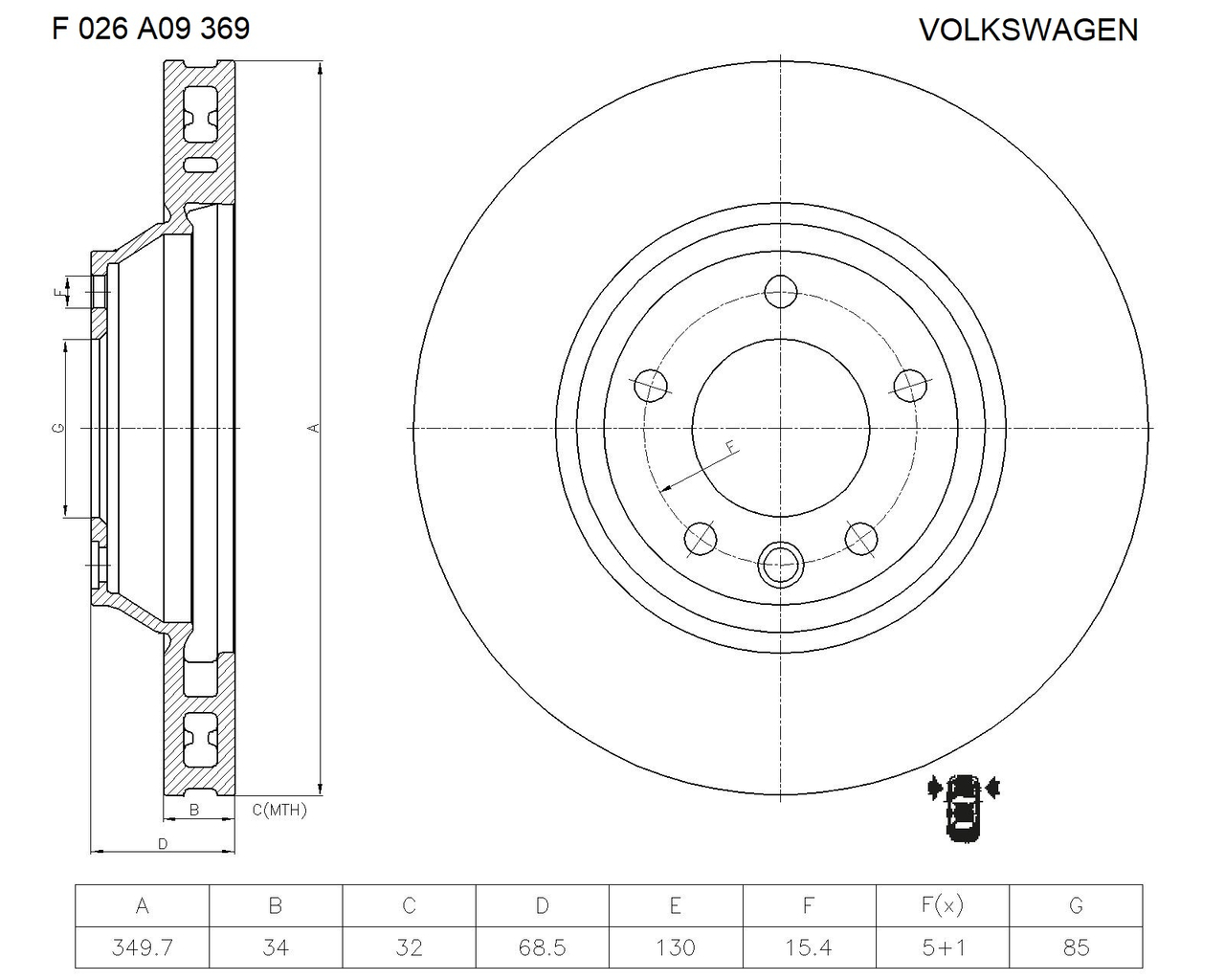 BOSCH F 026 A09 369 Brake Disc