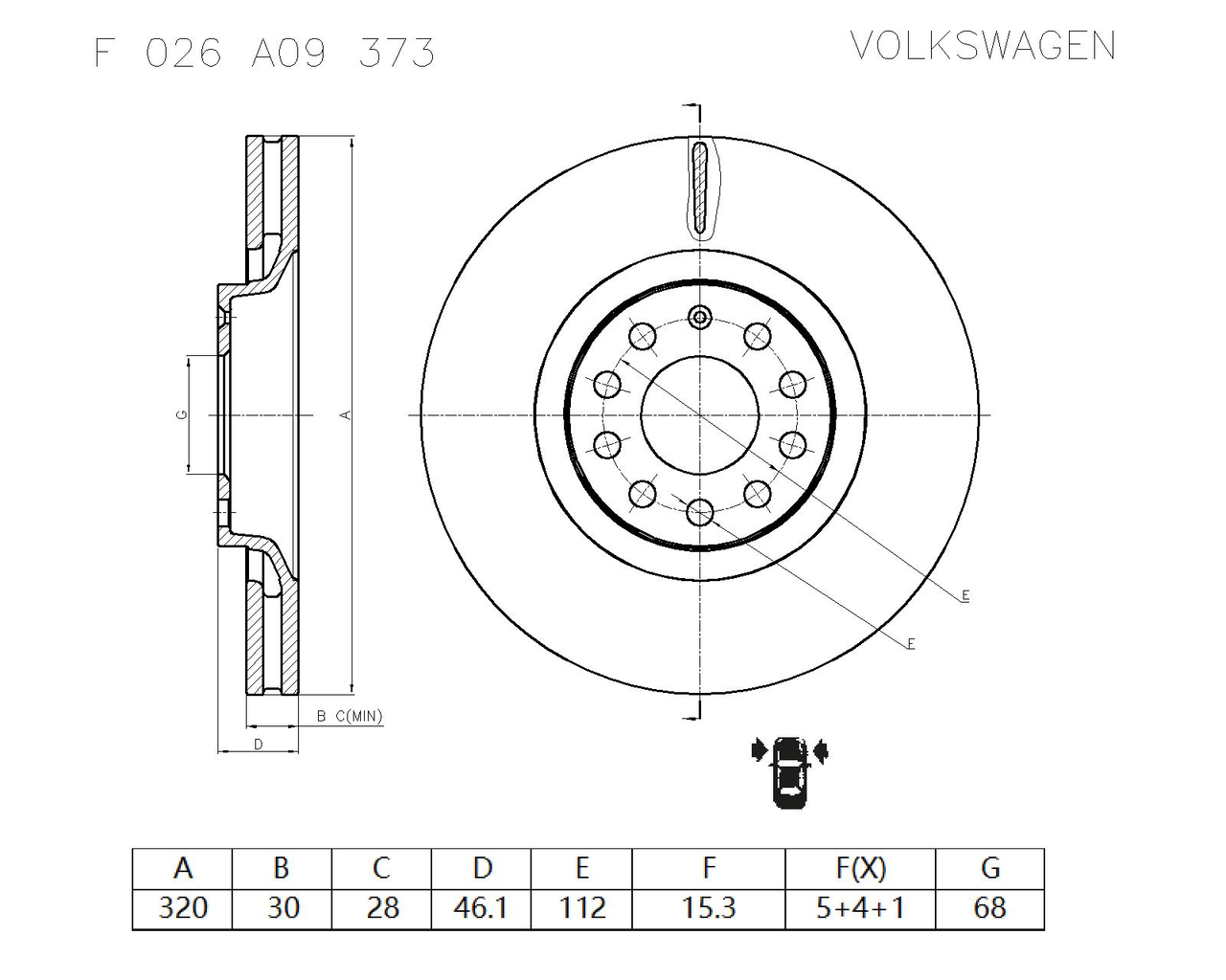 BOSCH F 026 A09 373 Brake Disc