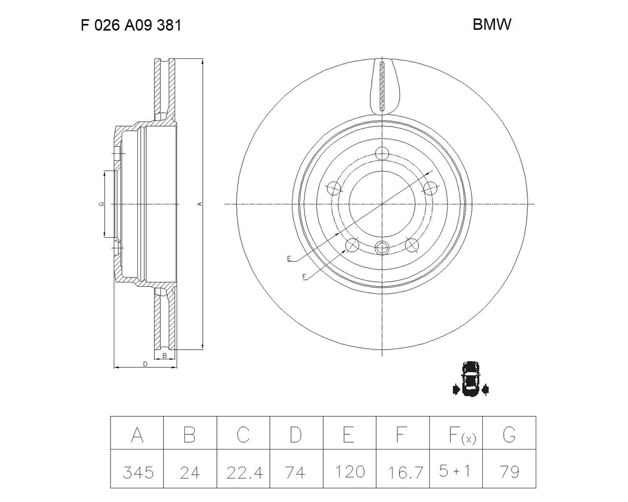 BOSCH F 026 A09 381 Brake Disc