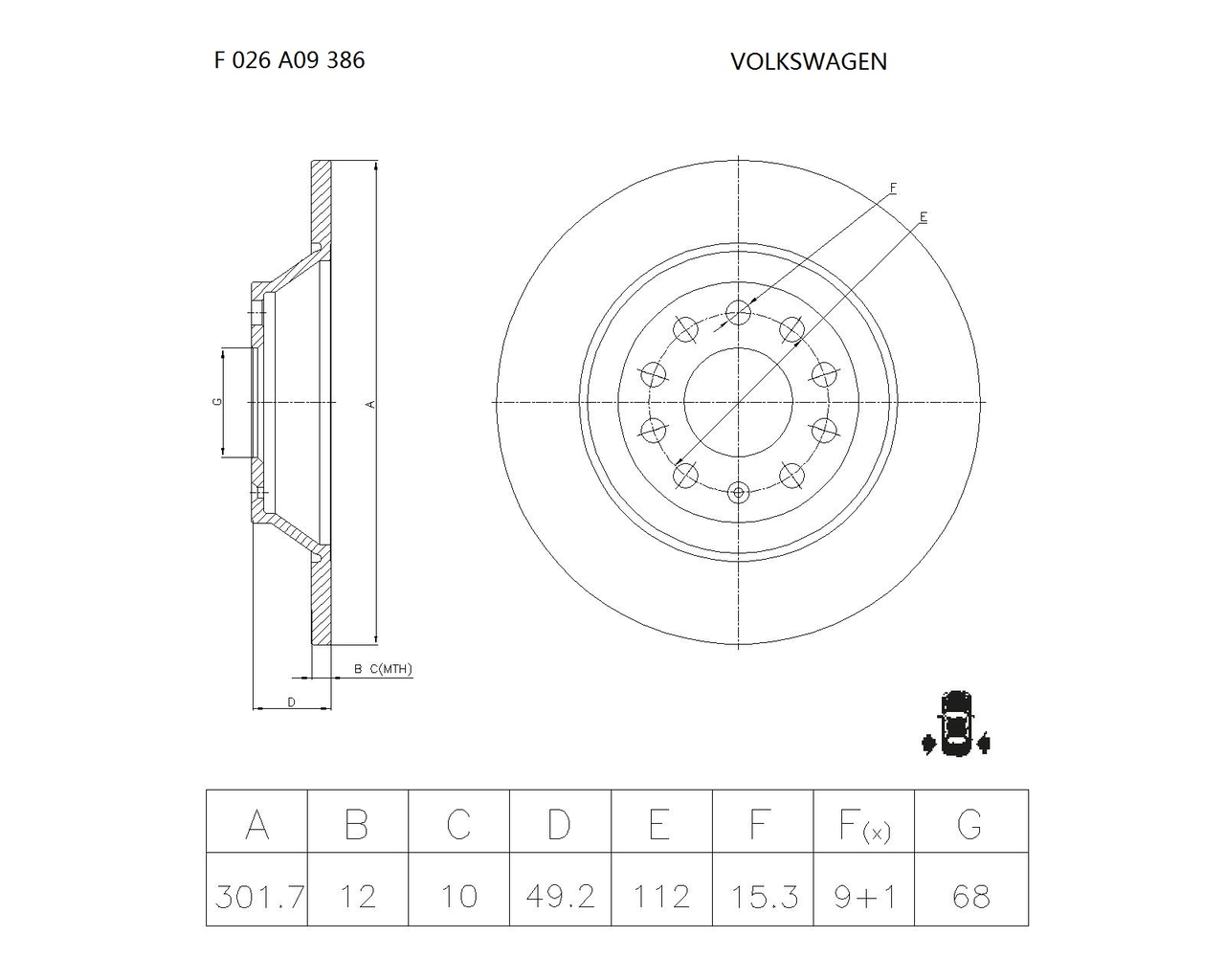 BOSCH F 026 A09 386 Brake Disc