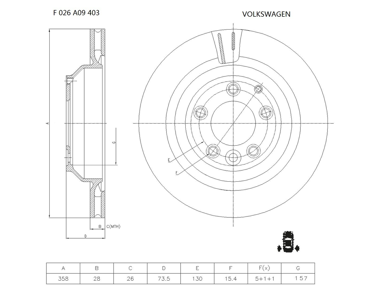 BOSCH F 026 A09 403 Brake Disc