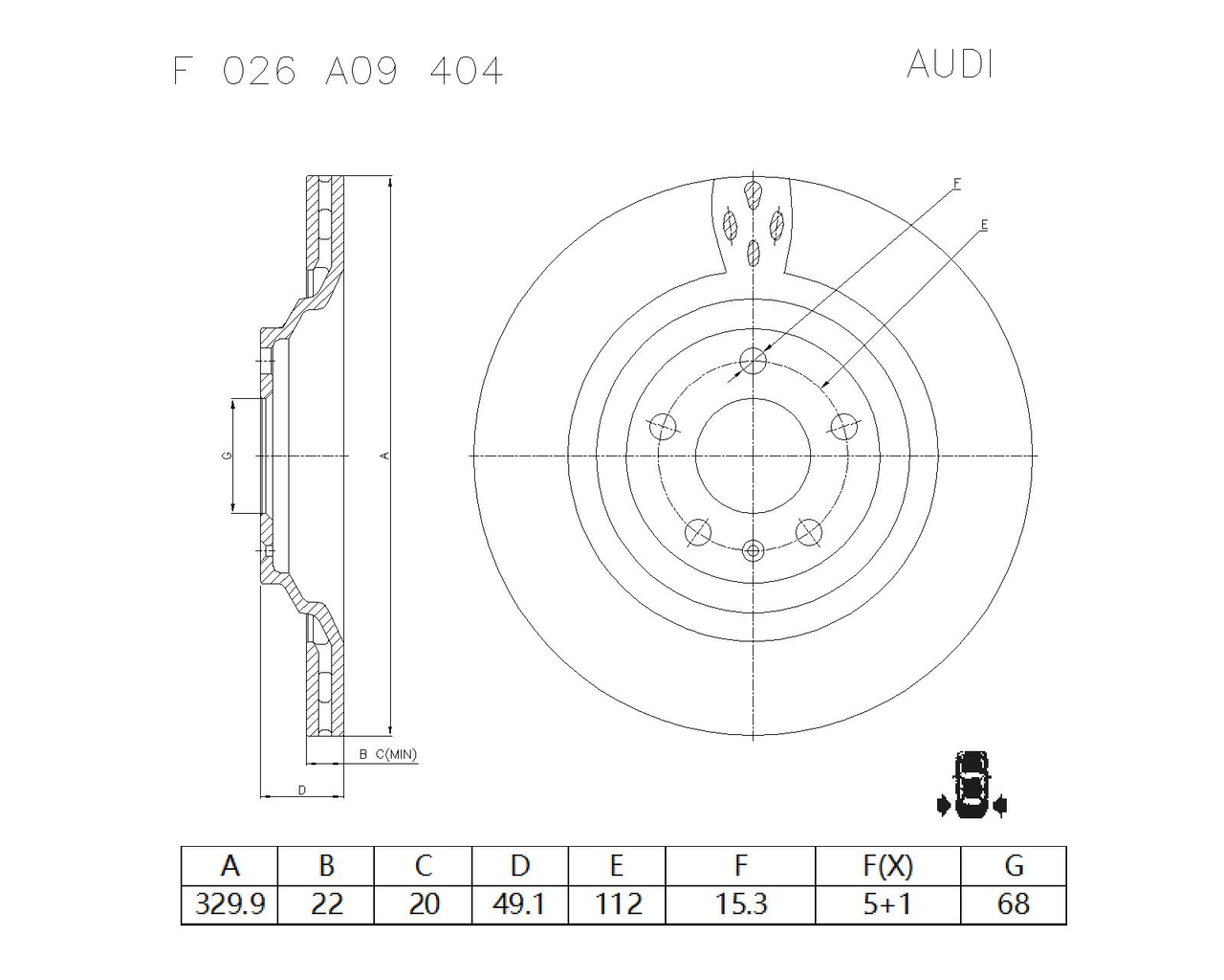 BOSCH F 026 A09 404 Brake Disc