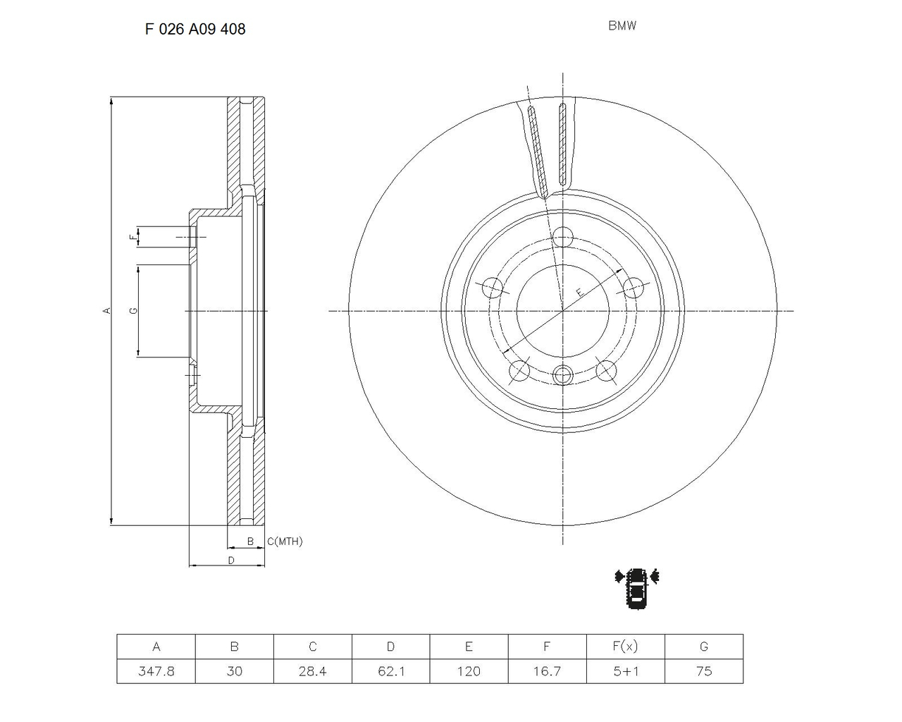 BOSCH F 026 A09 408 Brake Disc