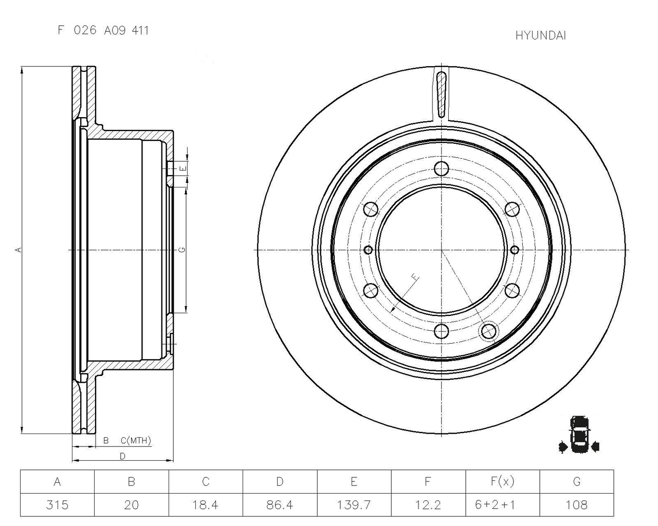 BOSCH F 026 A09 411 Brake Disc