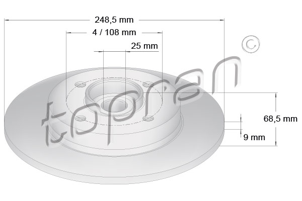 TOPRAN 721 185 Discofreno-Discofreno-Ricambi Euro