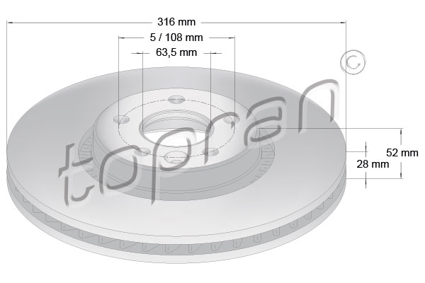 TOPRAN 304 405 Discofreno-Discofreno-Ricambi Euro