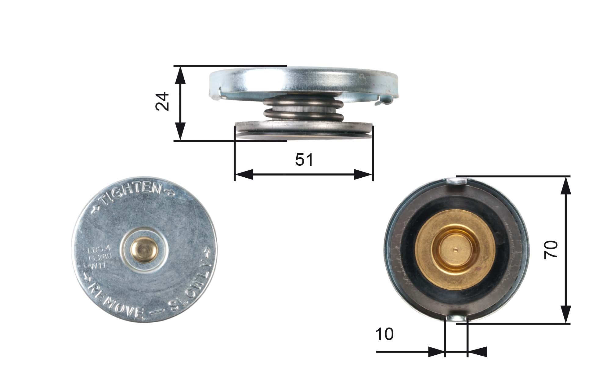 GATES RC103 Tappo, radiatore-Tappo, radiatore-Ricambi Euro