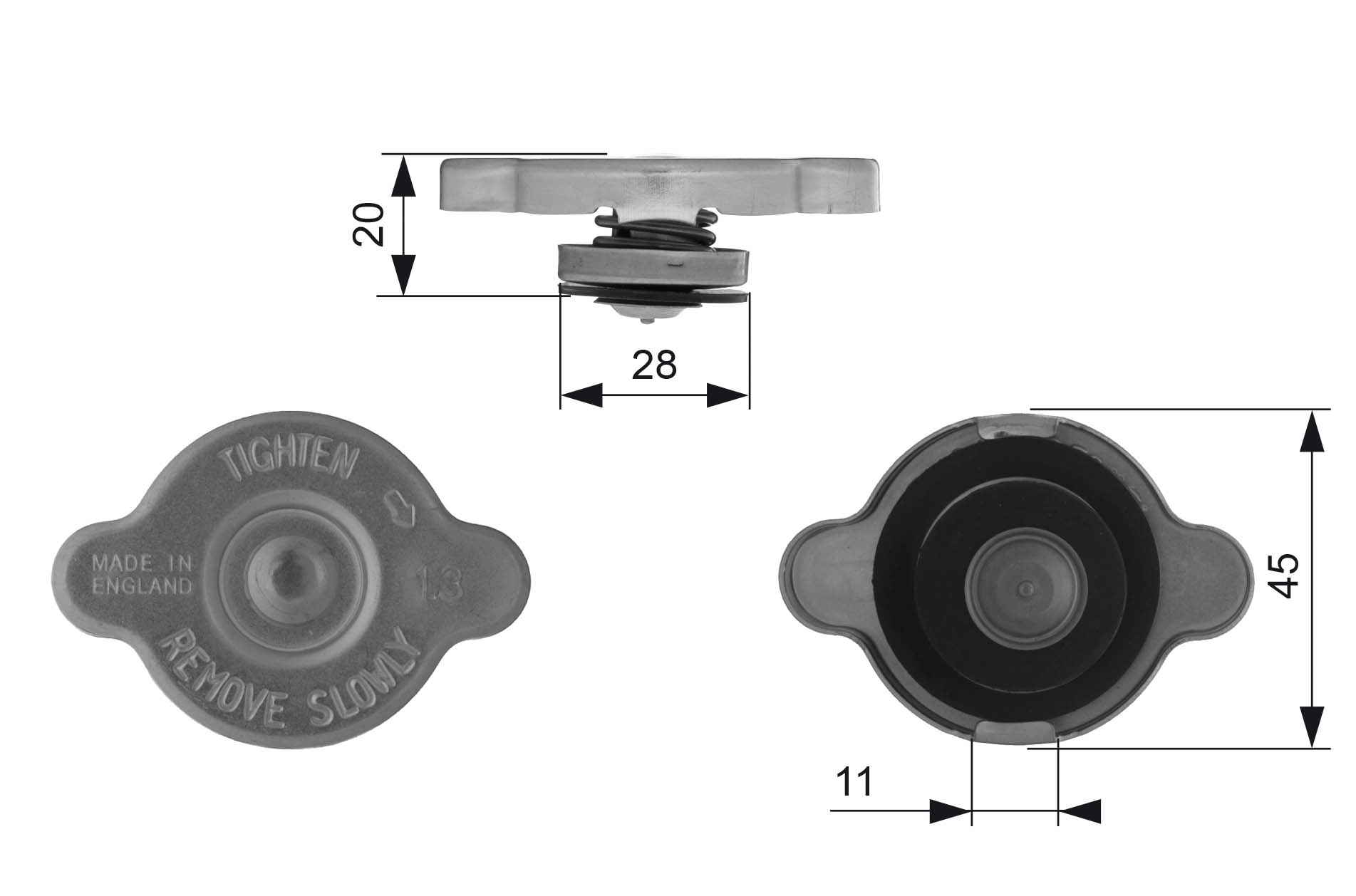 GATES RC232 Tappo, serbatoio refrigerante-Tappo, serbatoio refrigerante-Ricambi Euro