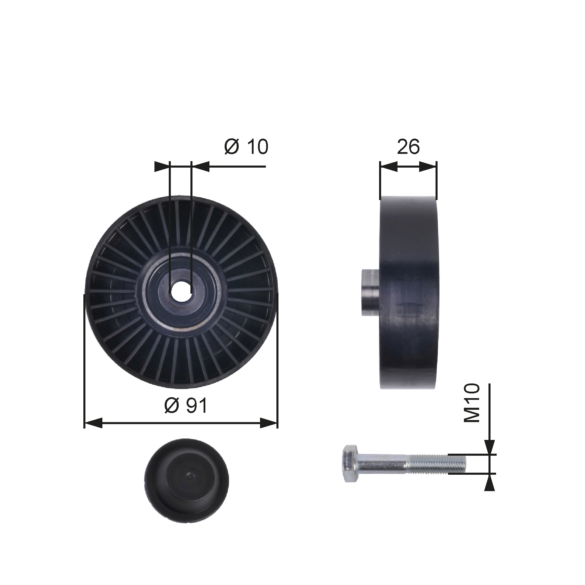 GATES T36001 Galoppino/Guidacinghia, Cinghia Poly-V-Galoppino/Guidacinghia, Cinghia Poly-V-Ricambi Euro