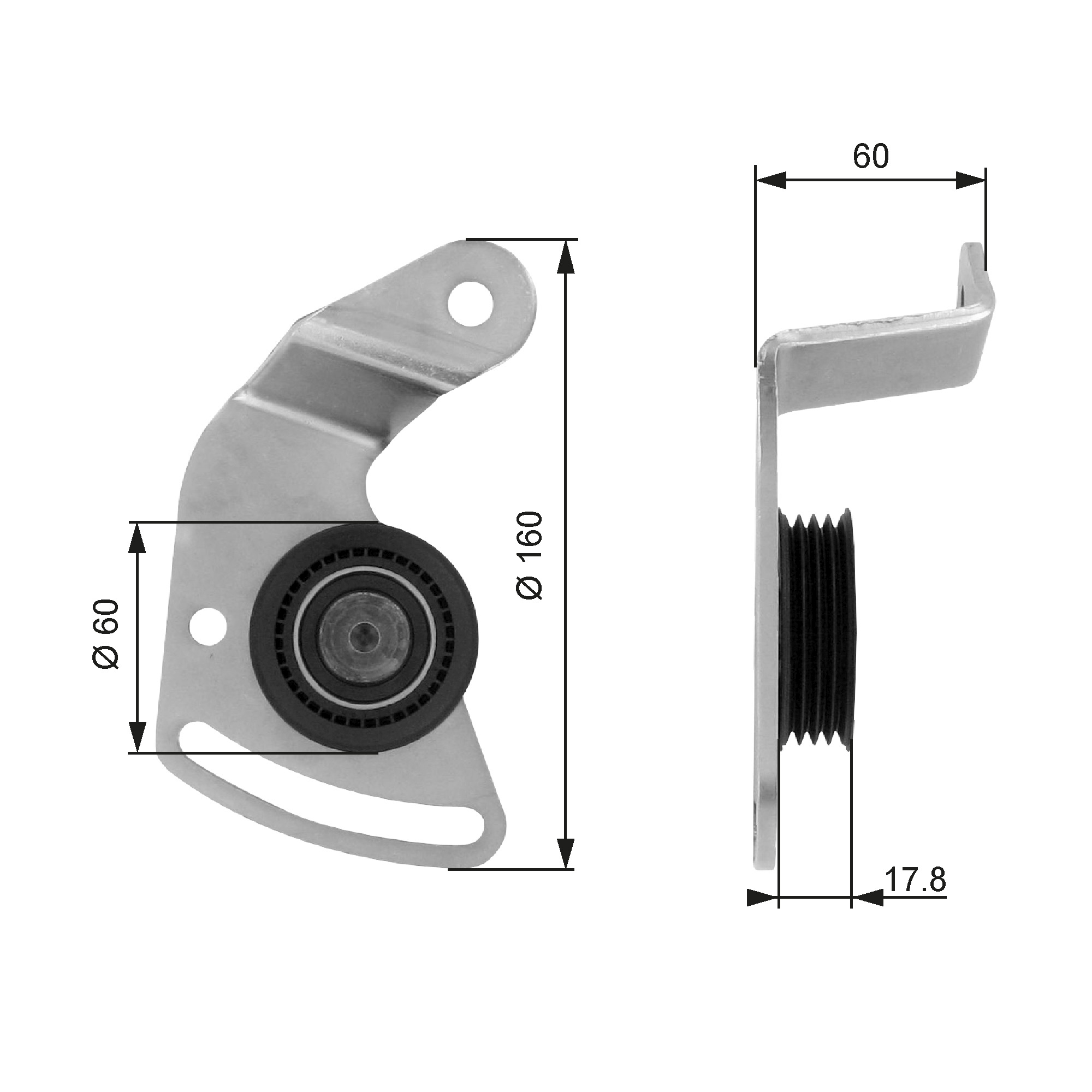 GATES T36018 Rullo tenditore, Cinghia Poly-V-Rullo tenditore, Cinghia Poly-V-Ricambi Euro