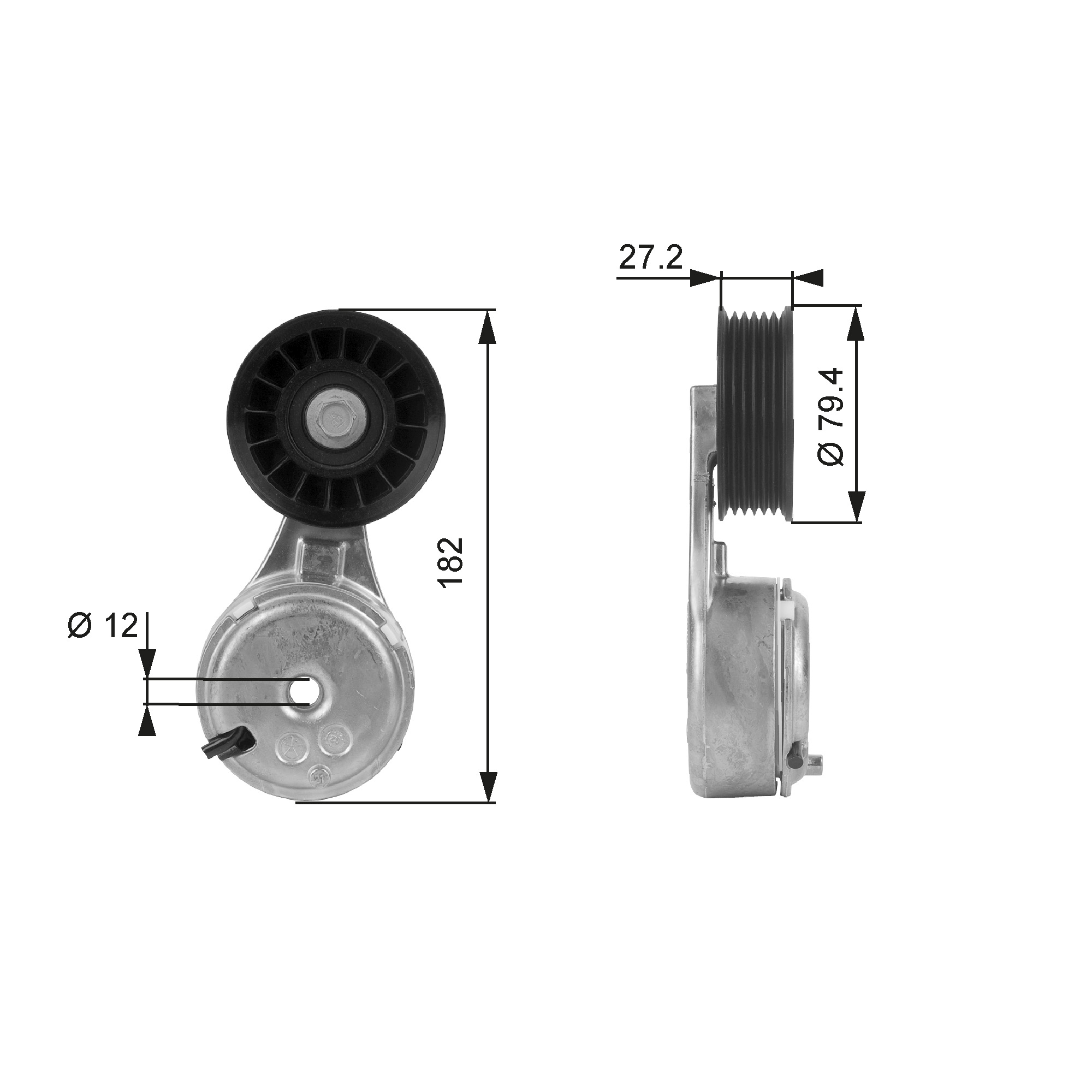 GATES T38104 Rullo tenditore, Cinghia Poly-V-Rullo tenditore, Cinghia Poly-V-Ricambi Euro