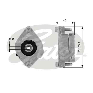 GATES T38147 Rullo tenditore, Cinghia Poly-V-Rullo tenditore, Cinghia Poly-V-Ricambi Euro