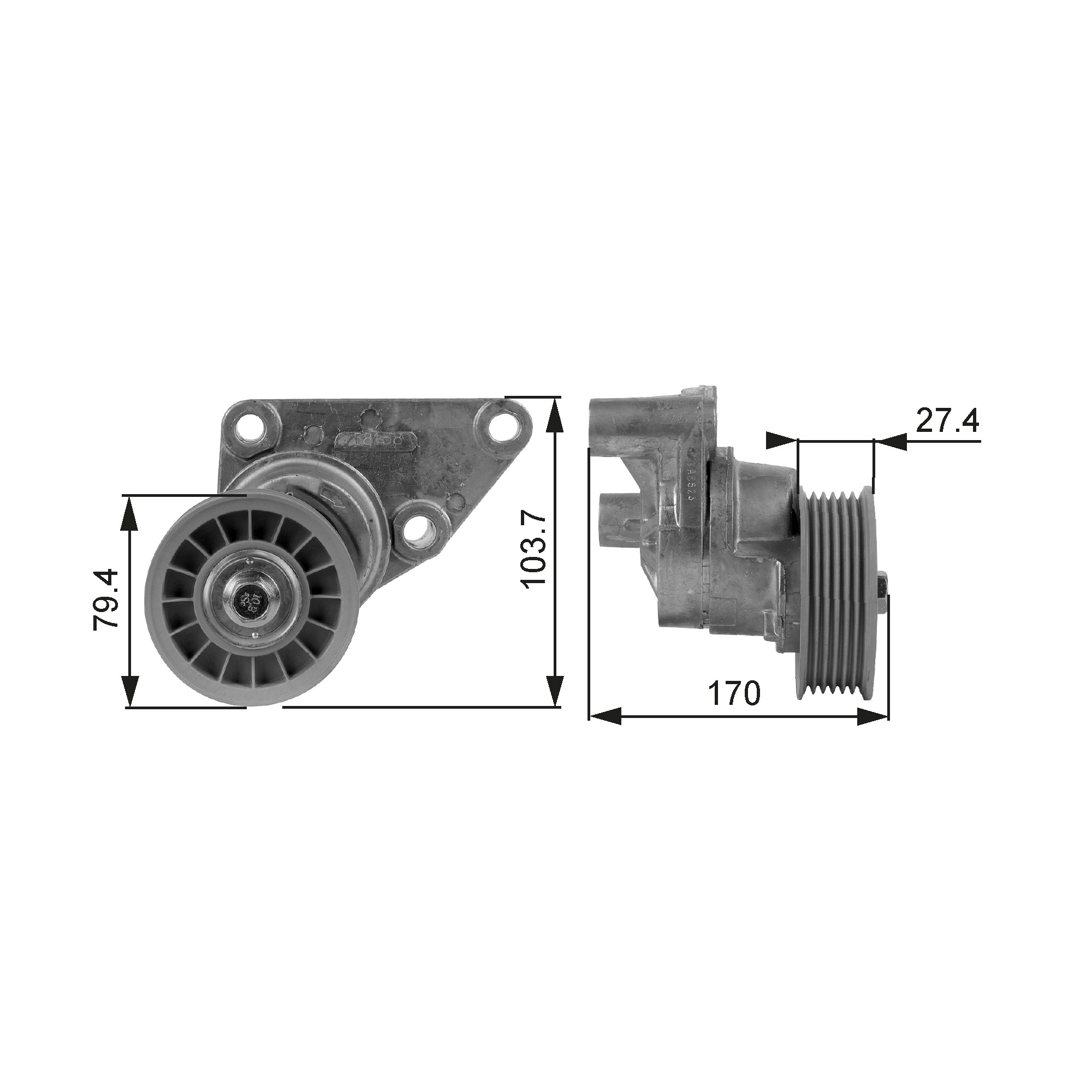 GATES T38158 Rullo tenditore, Cinghia Poly-V-Rullo tenditore, Cinghia Poly-V-Ricambi Euro