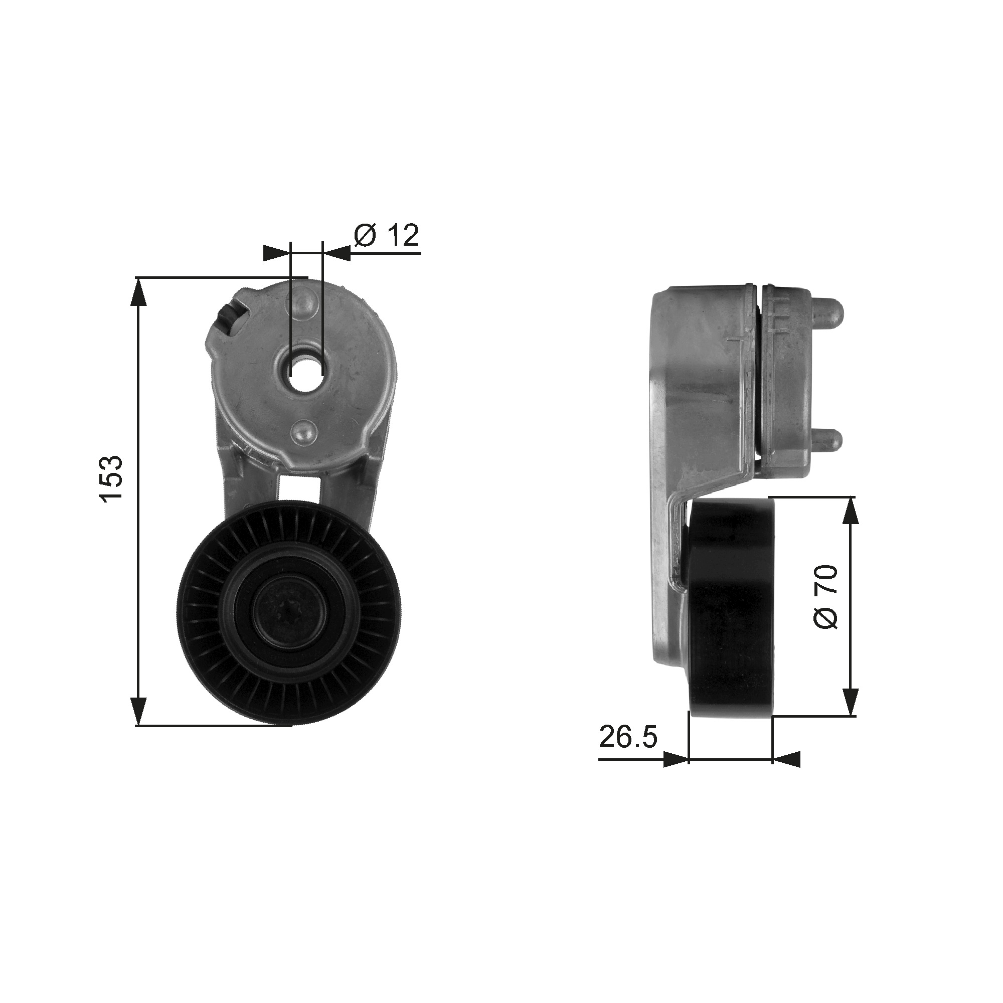 GATES T38163 Rullo tenditore, Cinghia Poly-V